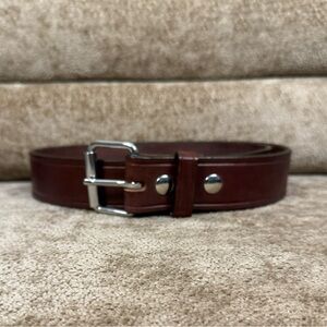Brenneman's Men's Leather Belt Size 38 Brown Silver Buckle 1.75" Made In USA